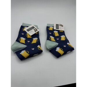 NEW 2 Ale Love Quarter Length Socks Beer Steins Hearts Gift Adult One Size OSFM